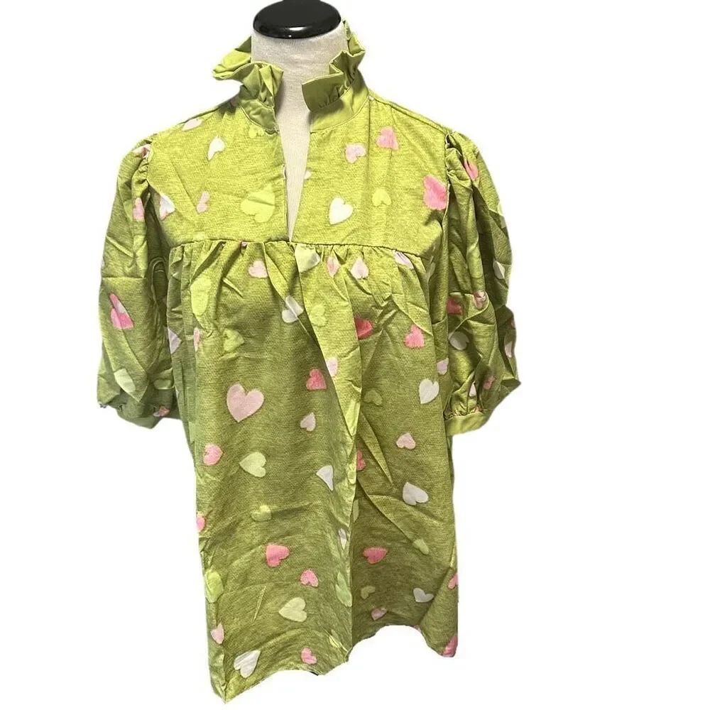 New! Pink and Green Heart Tunic Sz 3XL